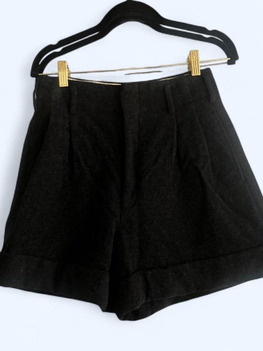 Comme des Garçons charcoal grey wool trouser shorts with a relaxed fit, size XS